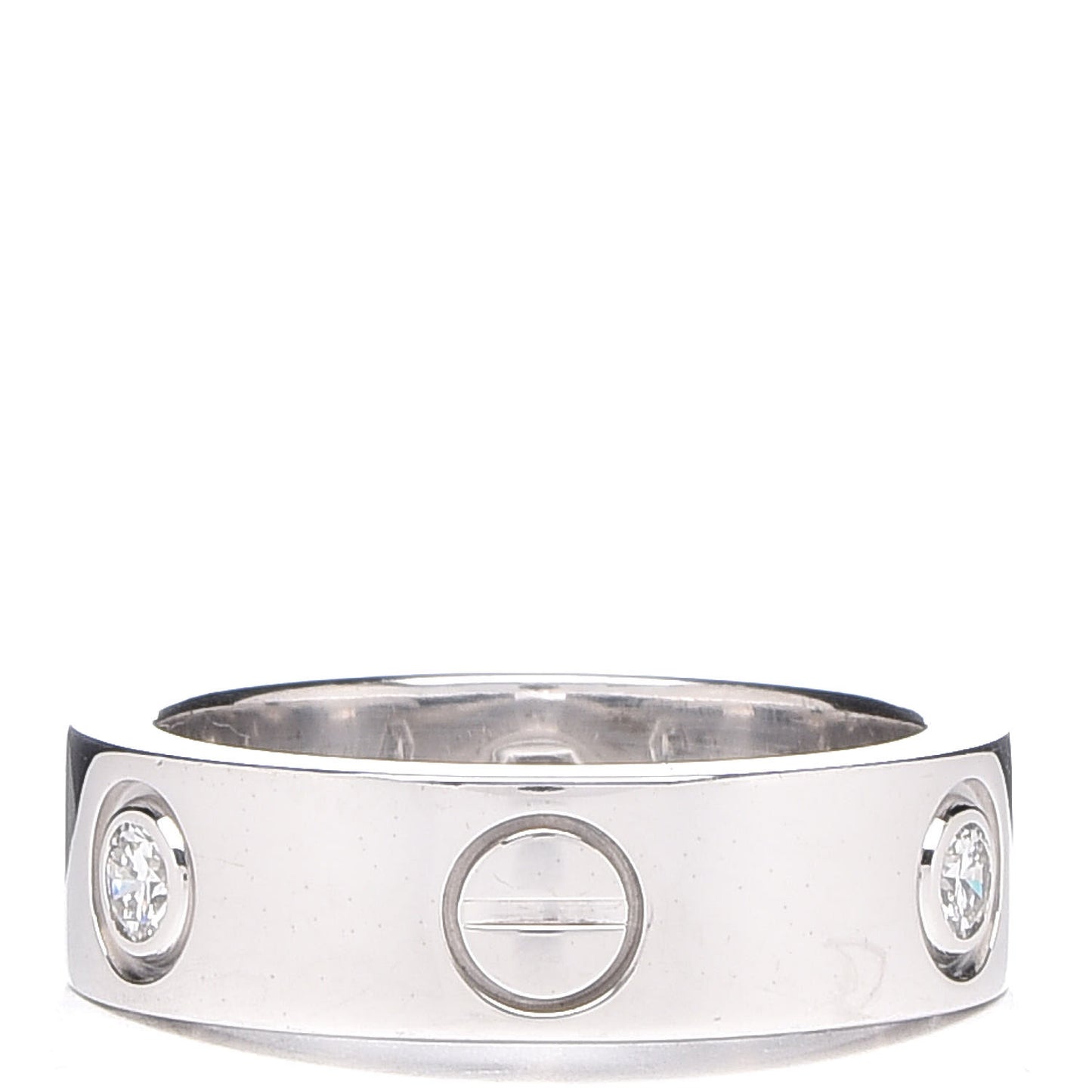 18K White Gold 3 Diamond 5.5mm LOVE Ring 49 5