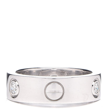 Cartier 18K White Gold 3 Diamond 5.5mm LOVE Ring 49 5 3 of 7