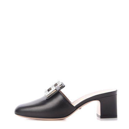 Gucci Malaga Kid Crystal Square G Madelyn Mules 36.5 Black 1 of 11