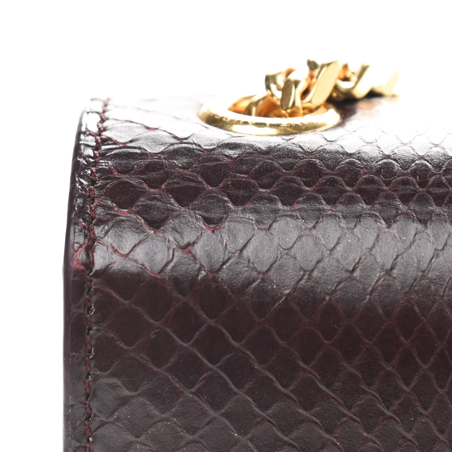 Snakeskin Small Classic Monogram Kate Tassel Satchel Bordeaux
