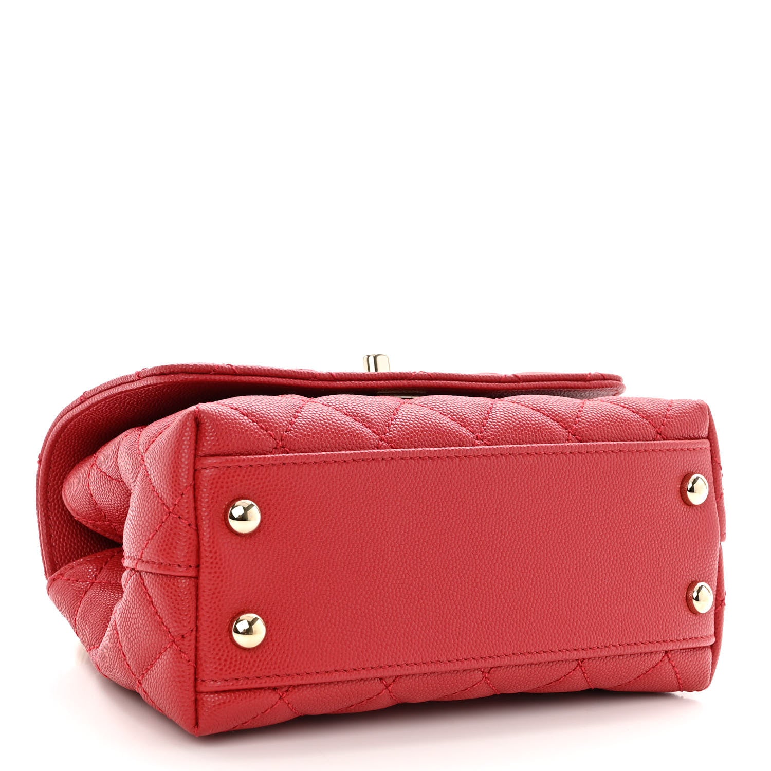 Chanel Caviar Quilted Lizard Embossed Extra Mini Coco Handle Flap Red 4 of 9