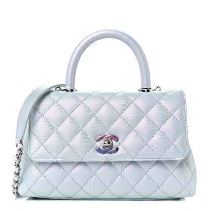 Chanel Iridescent Caviar Quilted Mini Coco Handle Flap Light Blue 1 of 10