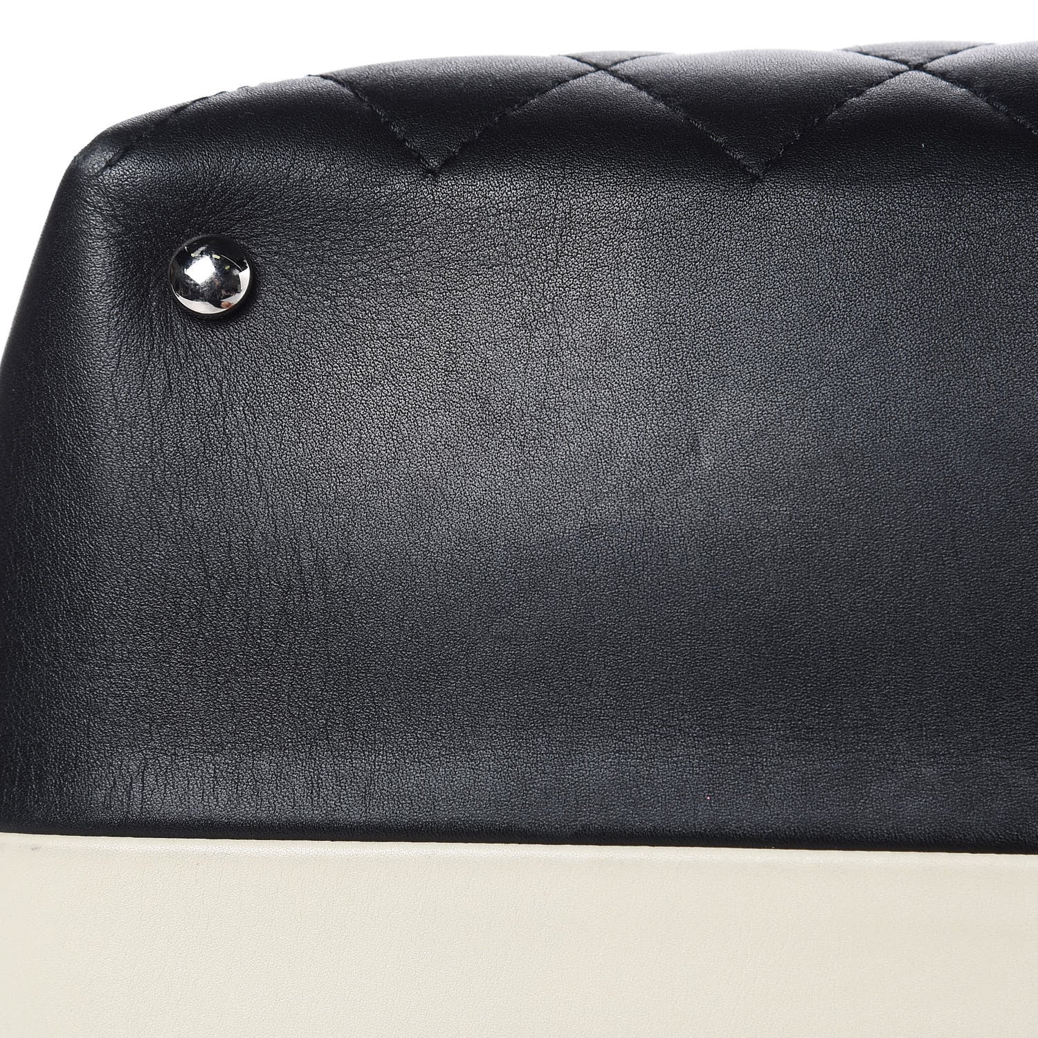 Chanel Calfskin Quilted Feather Weight Bowling Bag Black Beige 12 of 17
