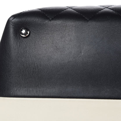 Chanel Calfskin Quilted Feather Weight Bowling Bag Black Beige 12 of 17