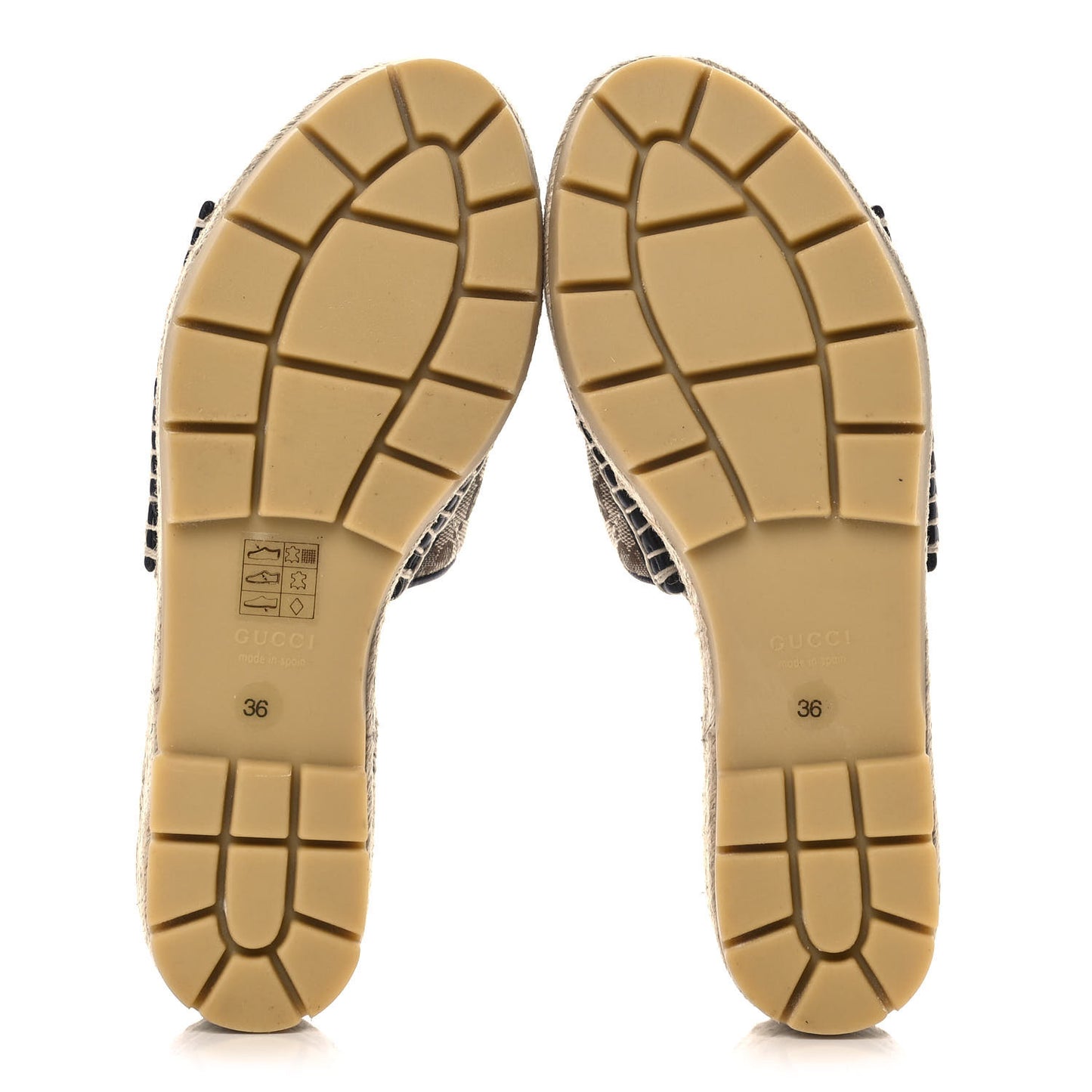 Monogram Matelasse Diagonal GG Marmont Platform Espadrille Slide Sandals 36 Beige Ebony Black