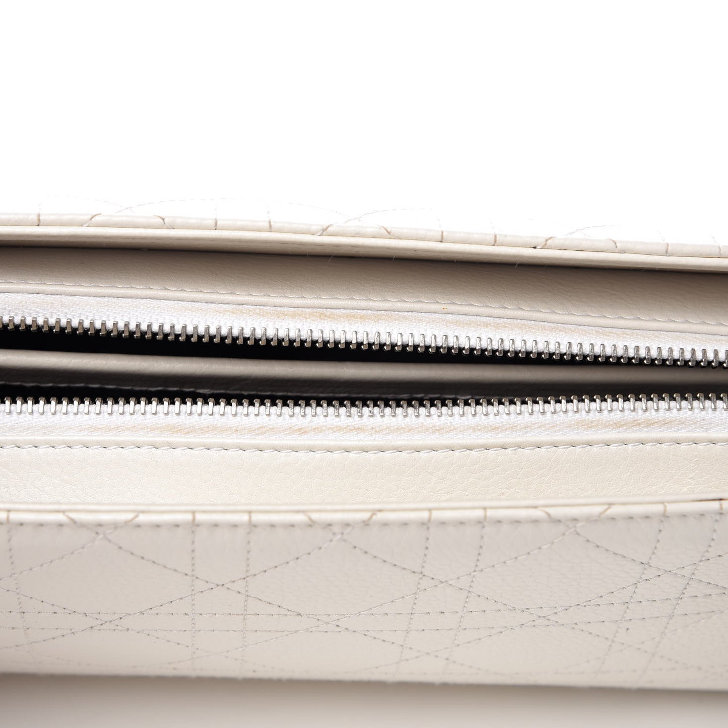 Calfskin Cannage Stitched East West Lady Dior White