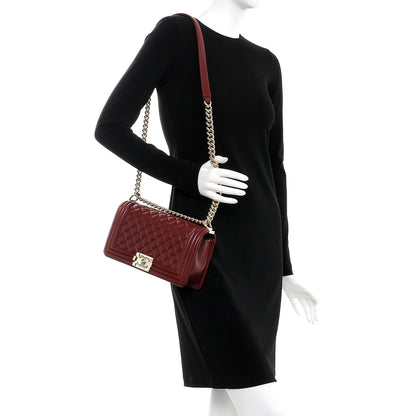Chanel Lambskin Quilted Medium Boy Flap Burgundy 2 of 8