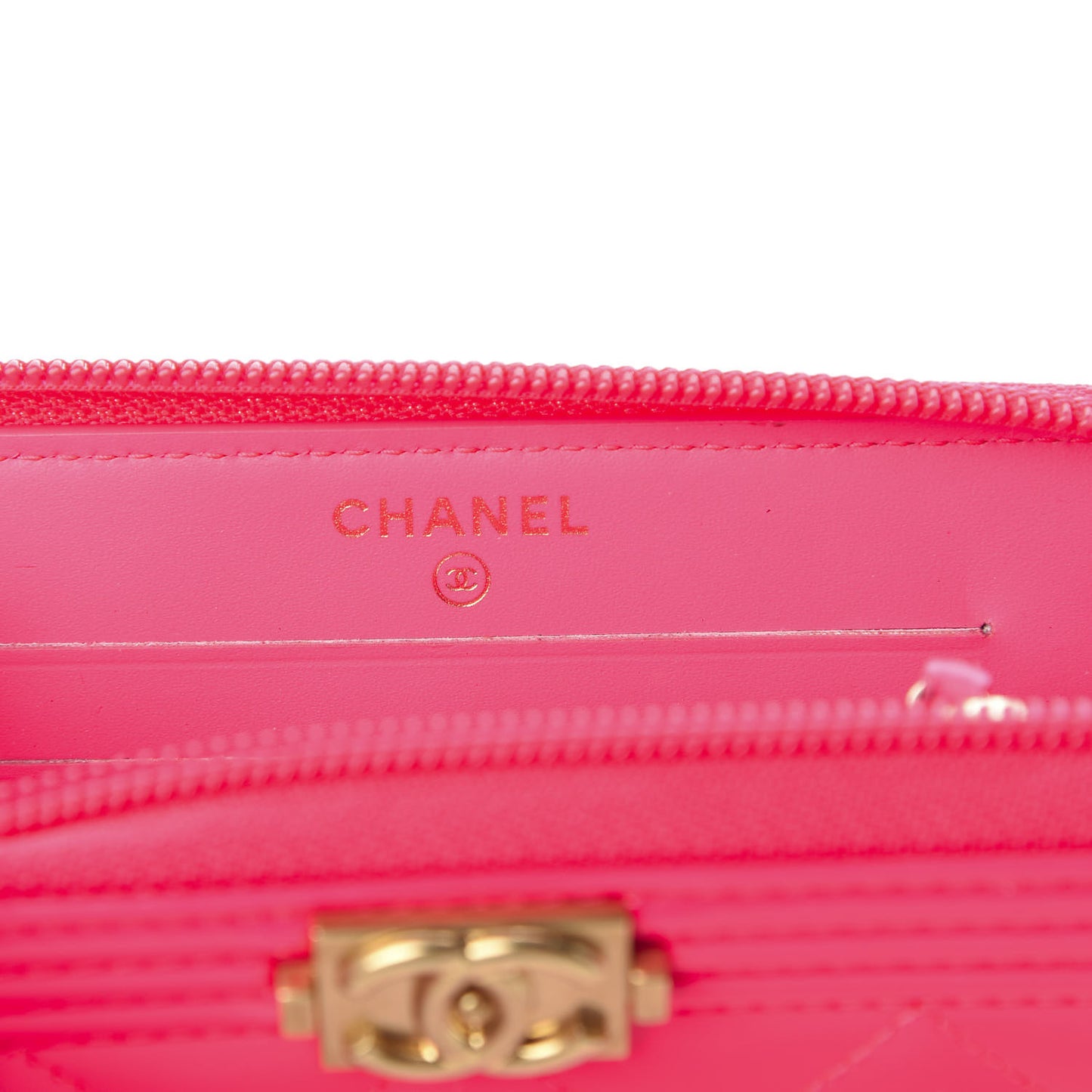 Patent Quilted Small Boy Zip Around Wallet Pink