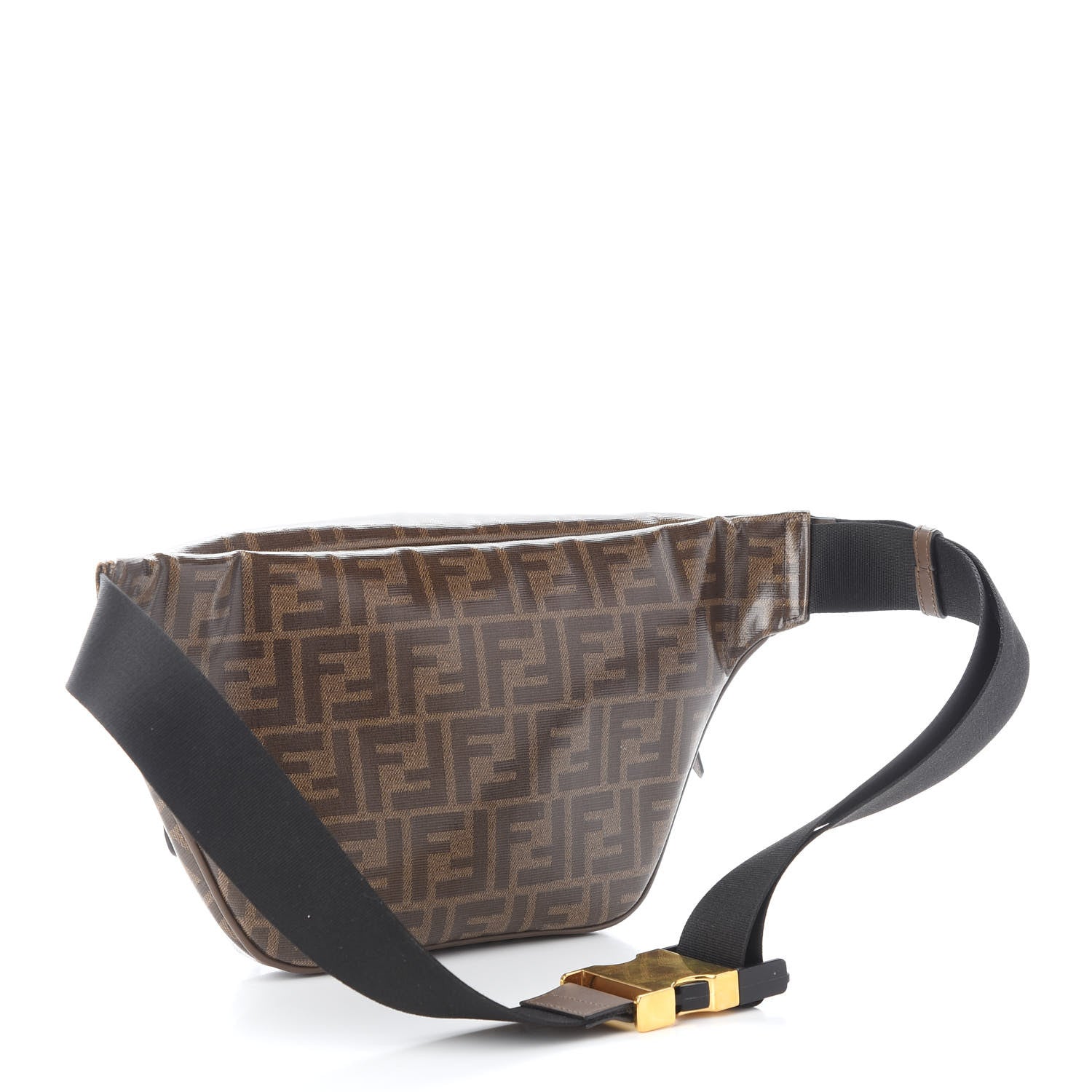 Fendi X FILA Glazed Fabric Vitello Century FF 1974 Mania Belt Bag Mogano Panna Blueberry 3 of 9