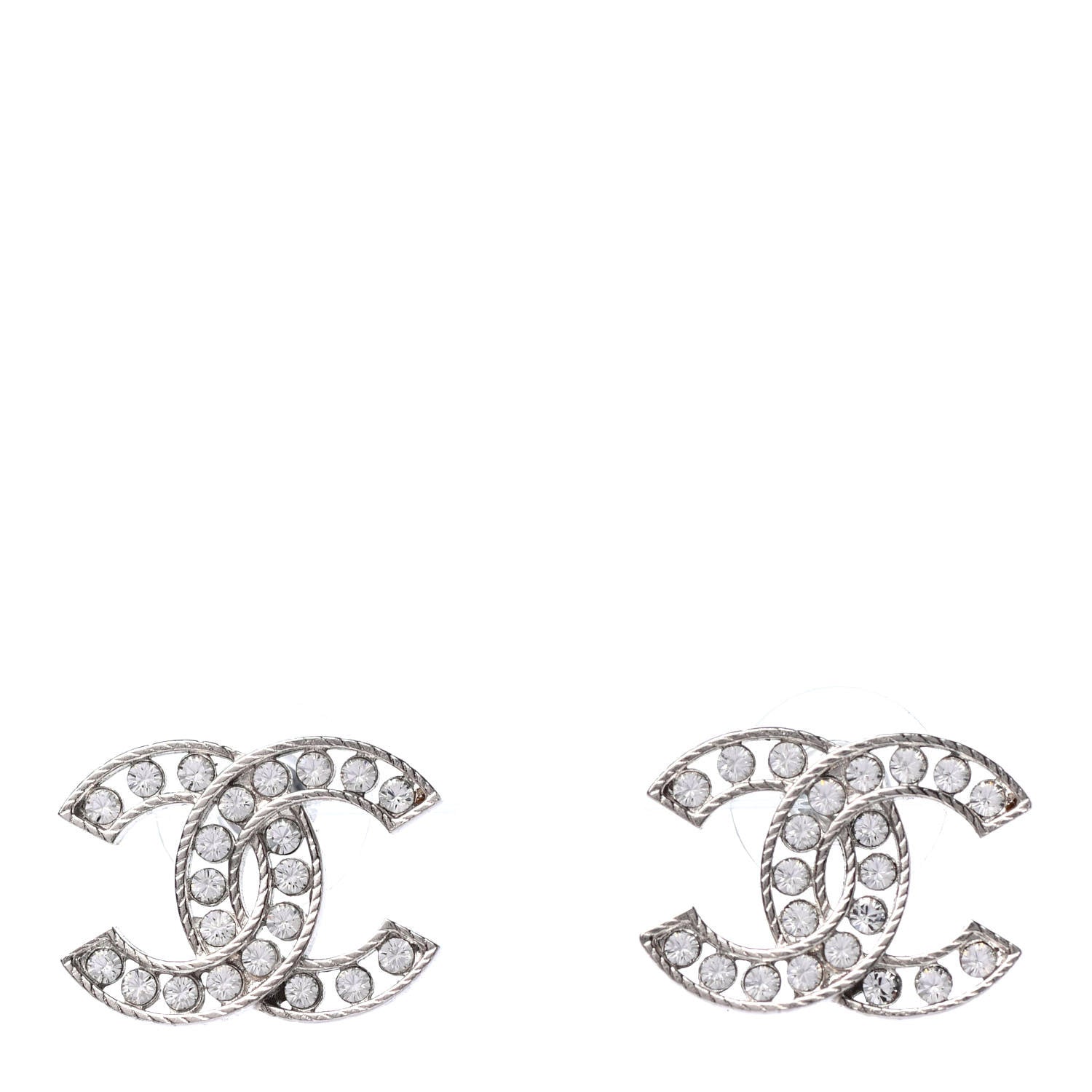 Chanel Crystal CC Earrings Silver 1 of 4