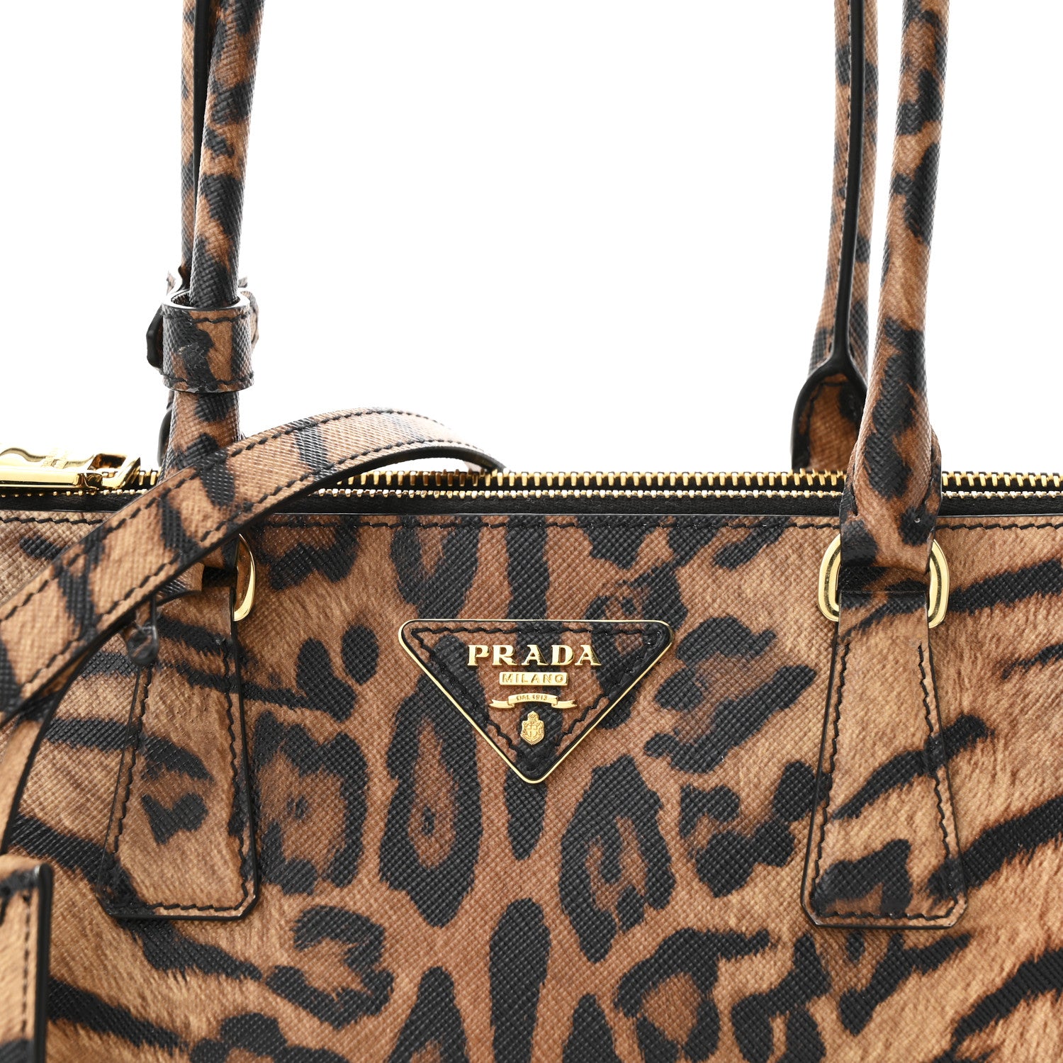 Prada Saffiano Printed Medium East West Galleria Double Zip Bag Miele 8 of 11