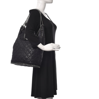 Stella McCartney Quilted Shaggy Deer Large Falabella Bucket Bag Black 2 of 8