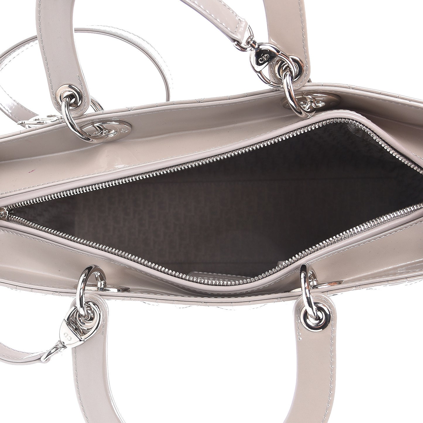 Patent Cannage Large Lady Dior Beige
