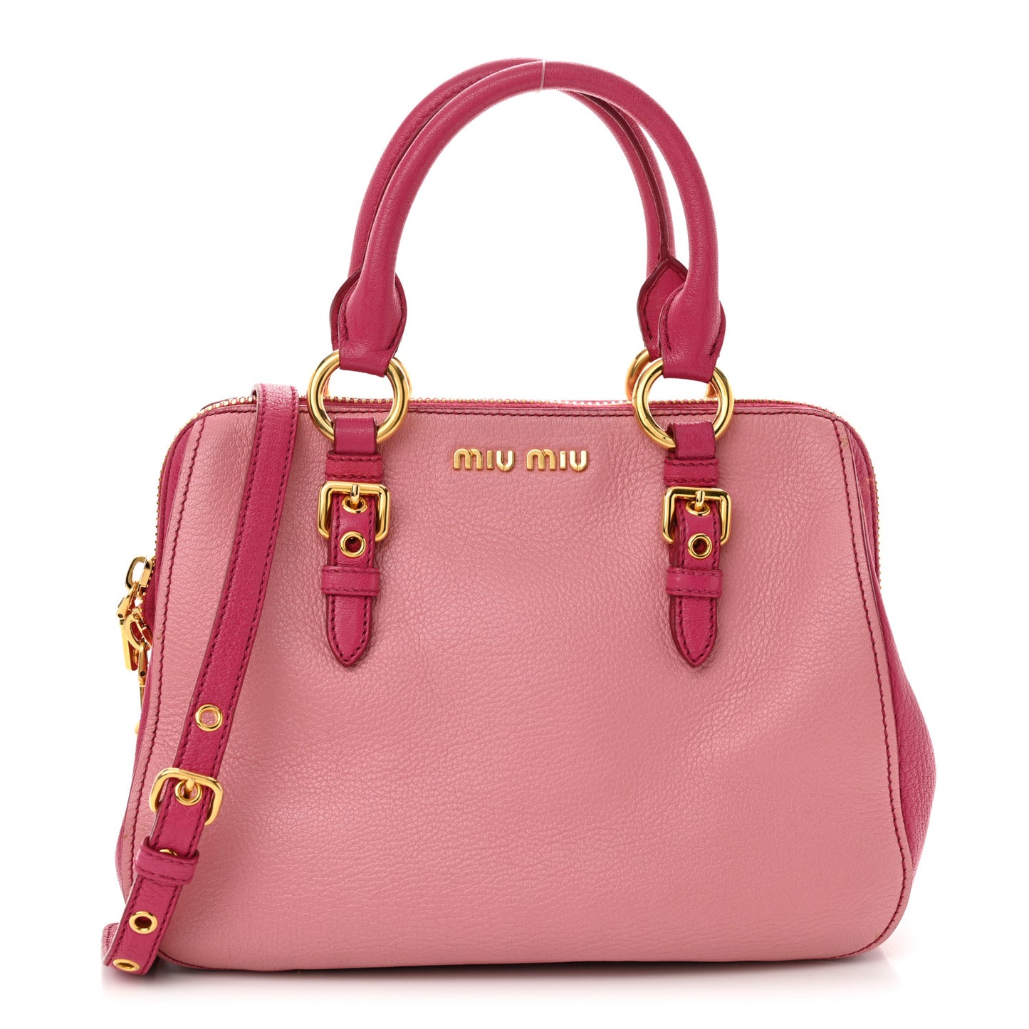 Goatskin Madras Bi-Color Bowling Bag Rosa Peonia