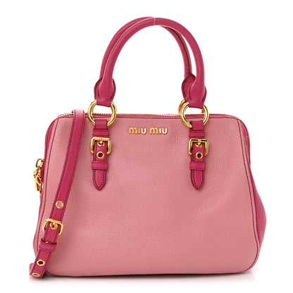 Miu Miu Goatskin Madras Bi-Color Bowling Bag Rosa Peonia 1 of 13