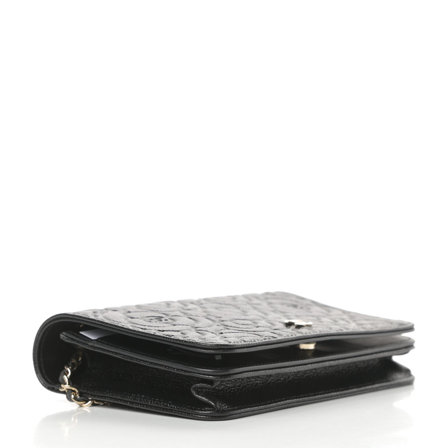 Caviar Camellia Embossed Wallet On Chain WOC Black