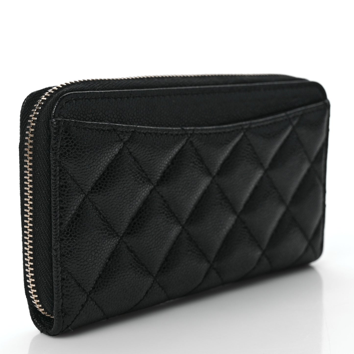 Caviar Quilted Medium Zip Around Wallet Black