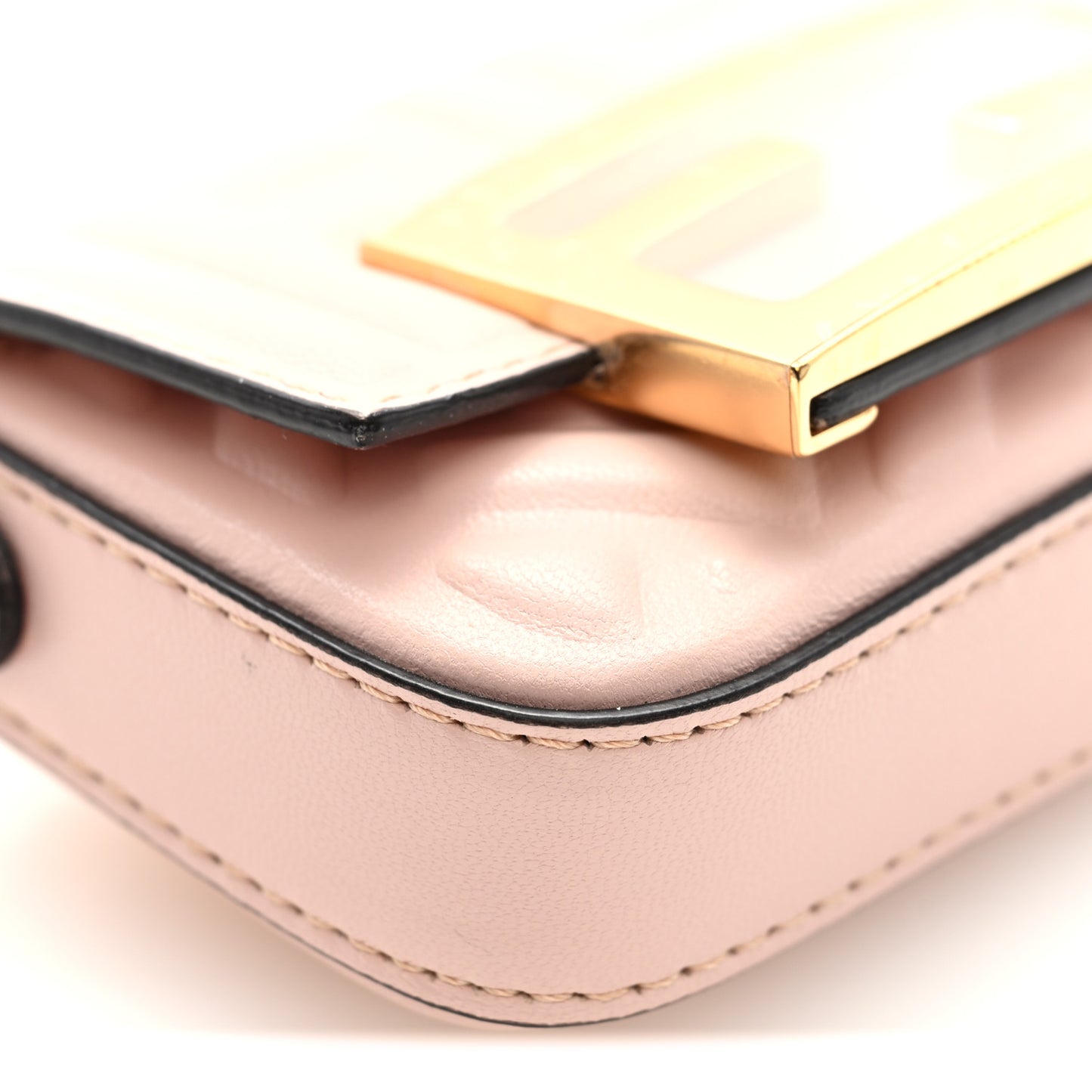 Nappa Matisse FF Embossed Nano Maxi Buckle Baguette Charm Rosa Quarzo