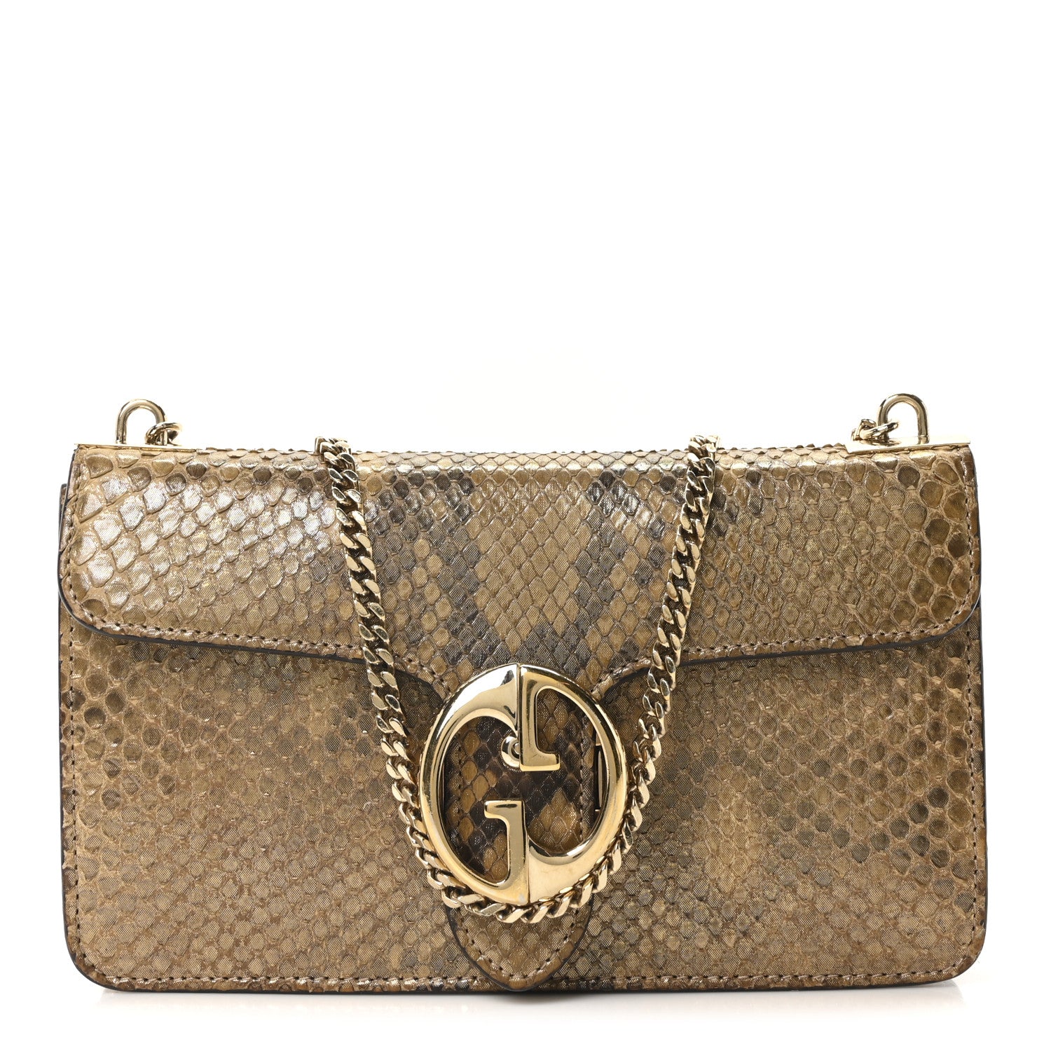 Gucci Metallic Snakeskin 1973 Chain Shoulder Bag Gold 1798211