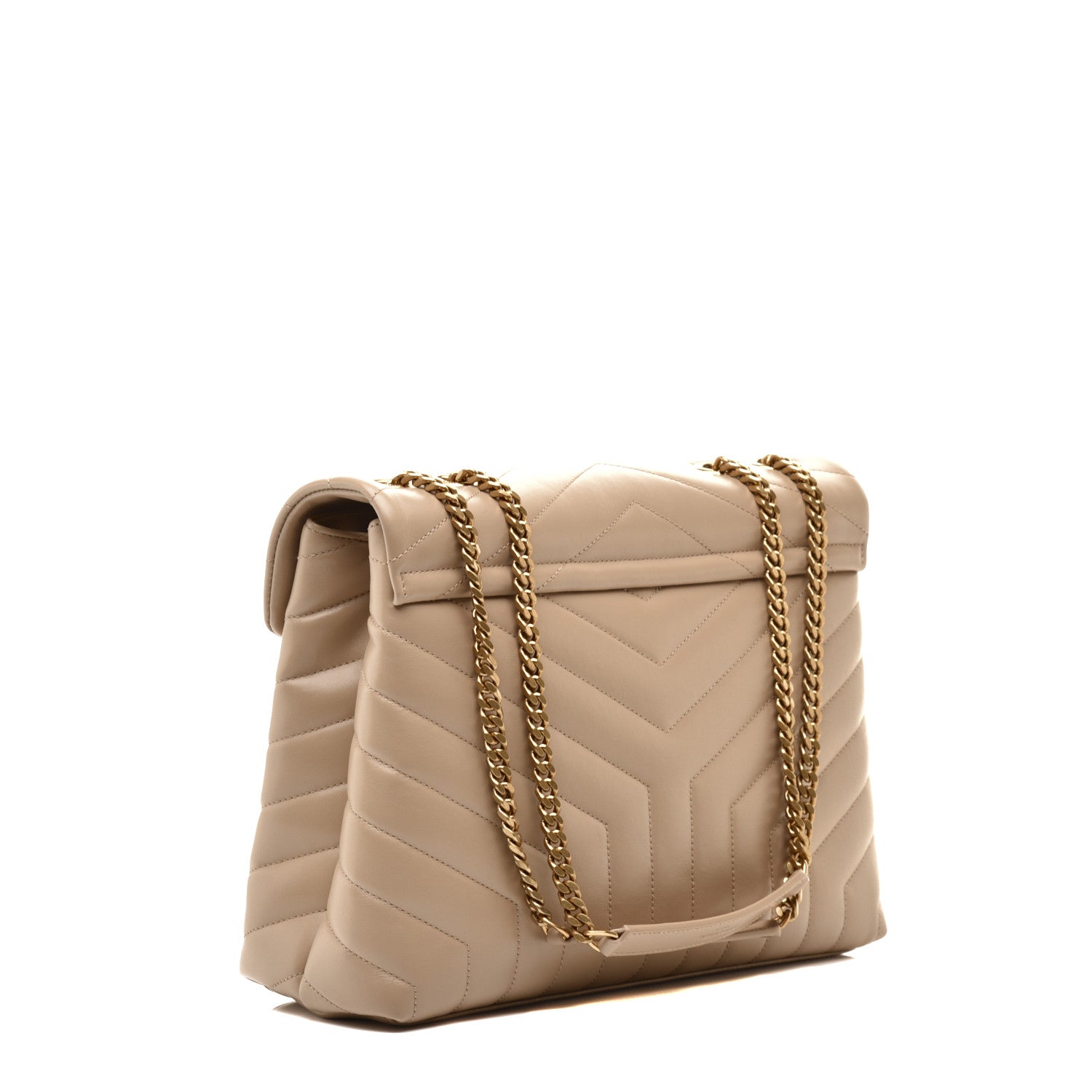 Saint Laurent Calfskin Y Quilted Monogram Medium Loulou Chain Satchel Dark Beige 3 of 8