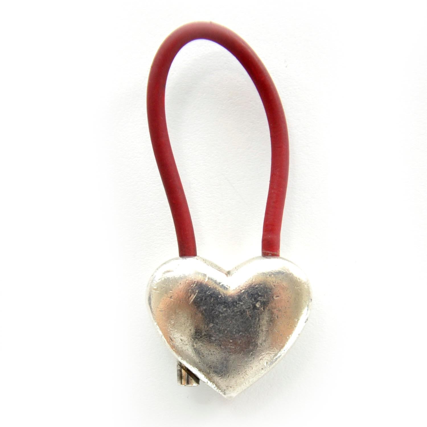 Tiffany Sterling Silver Rubber Heart Key Ring 1 of 4