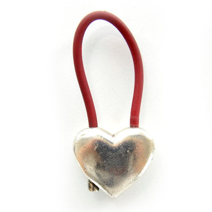Tiffany Sterling Silver Rubber Heart Key Ring 1 of 4