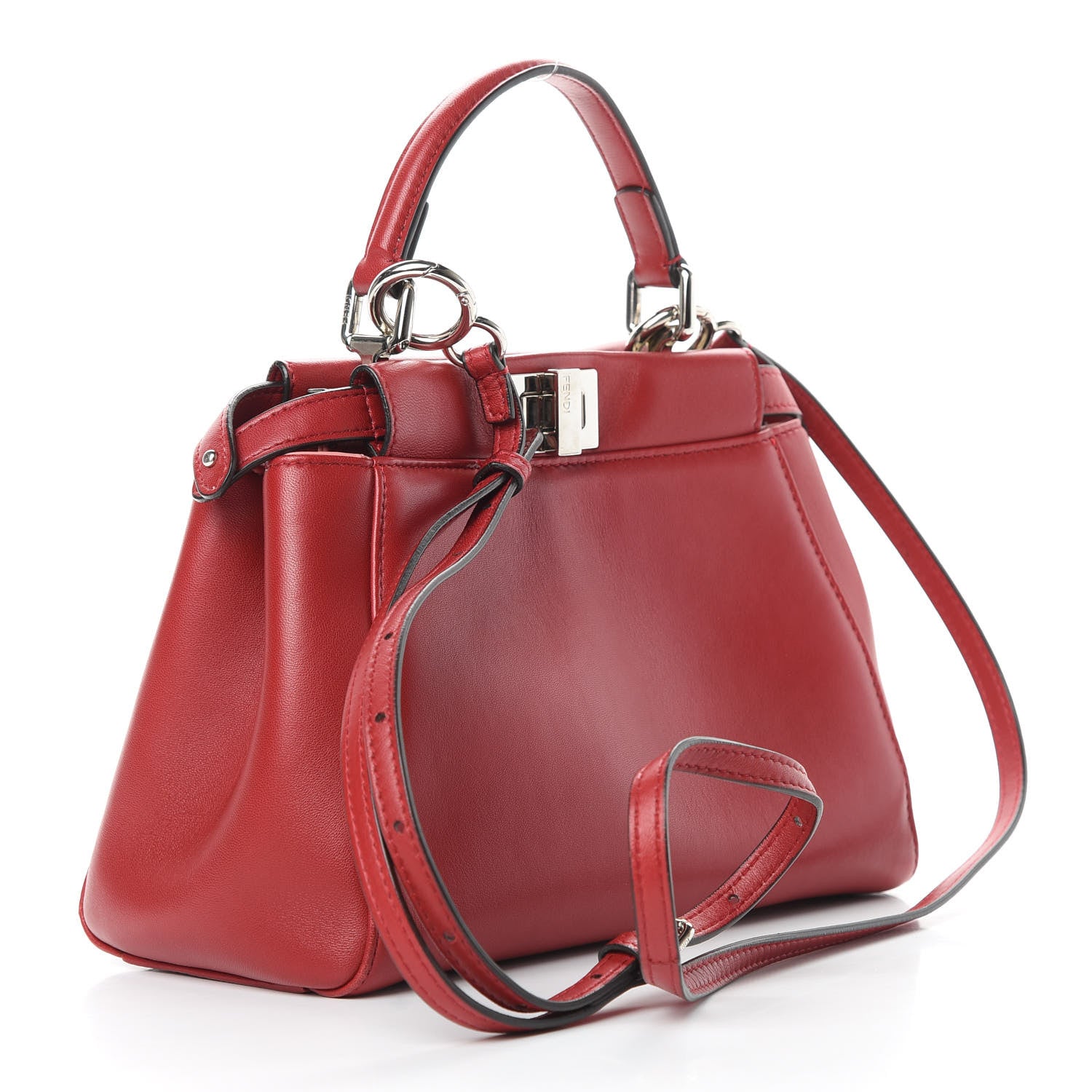 Fendi Nappa Elaphe Monster Eyes Mini Peekaboo Iconic Satchel Ruby Bois de Rose Natural 4 of 18
