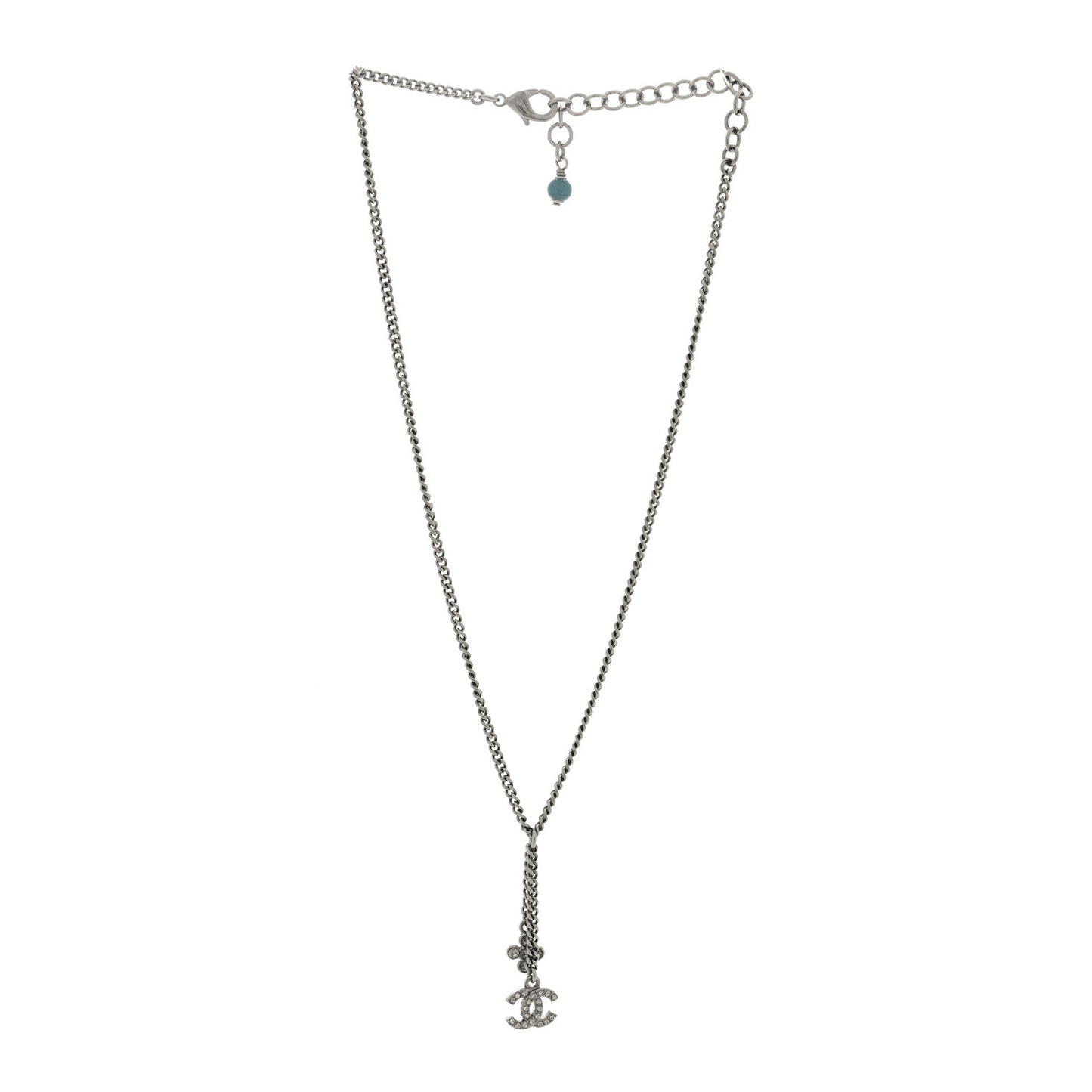 Ruthenium Crystal Flower CC Lariat Necklace