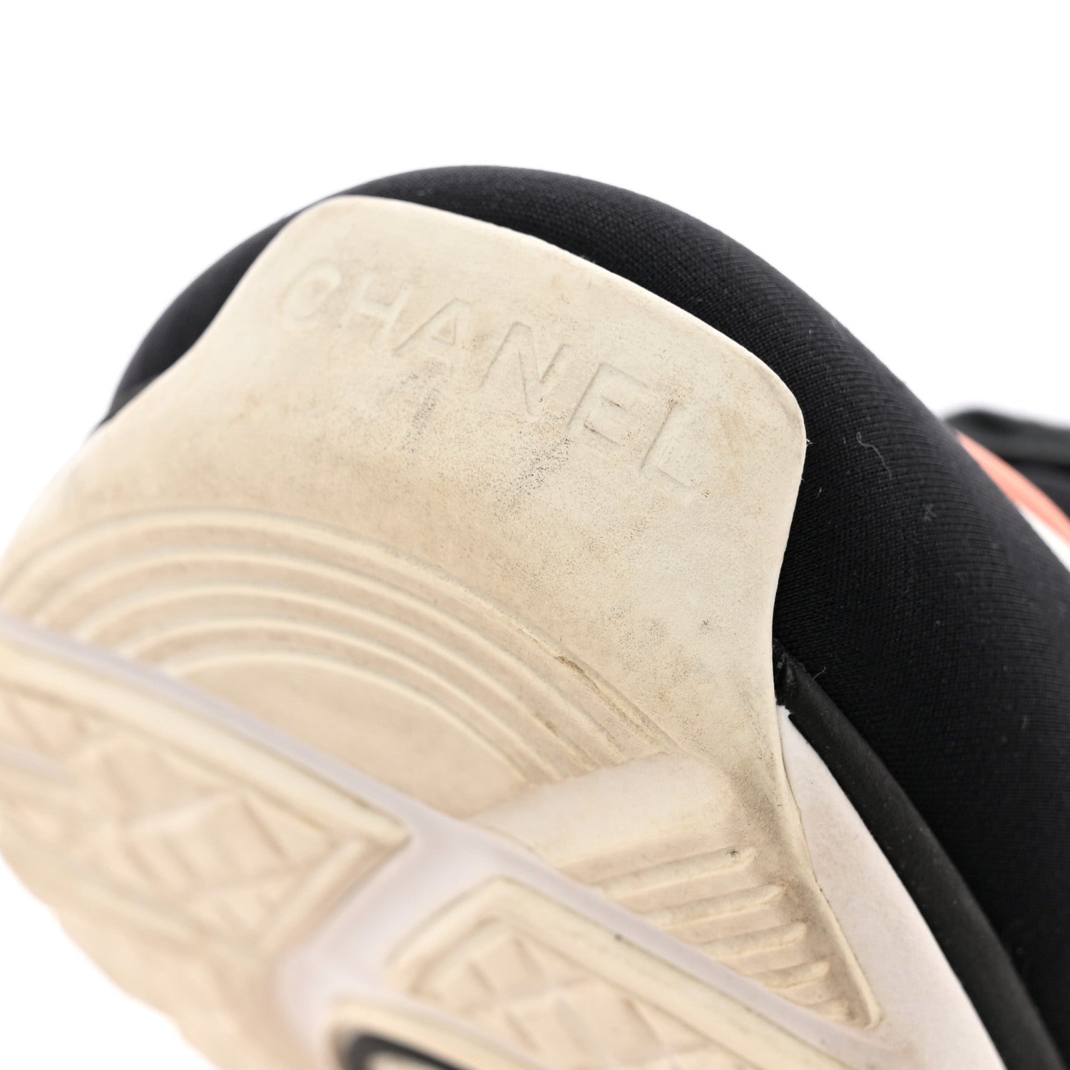 Chanel Lycra Fabric Womens CC Sneakers 38 Black White Pink 13 of 22