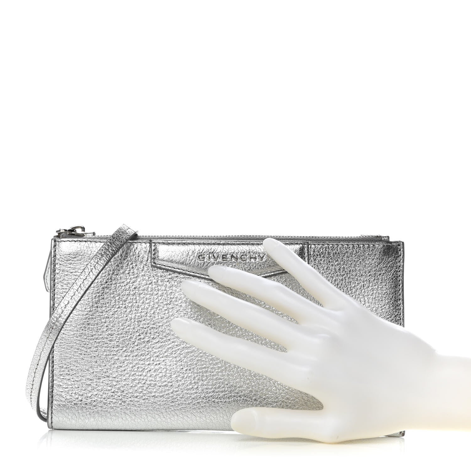 Givenchy Metallic Calfskin Iconic Pouch Crossbody Black Silver 2 of 11