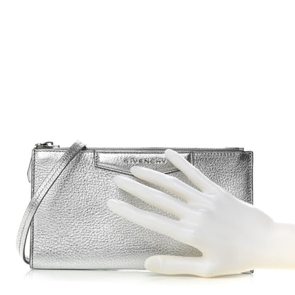 Givenchy Metallic Calfskin Iconic Pouch Crossbody Black Silver 2 of 11