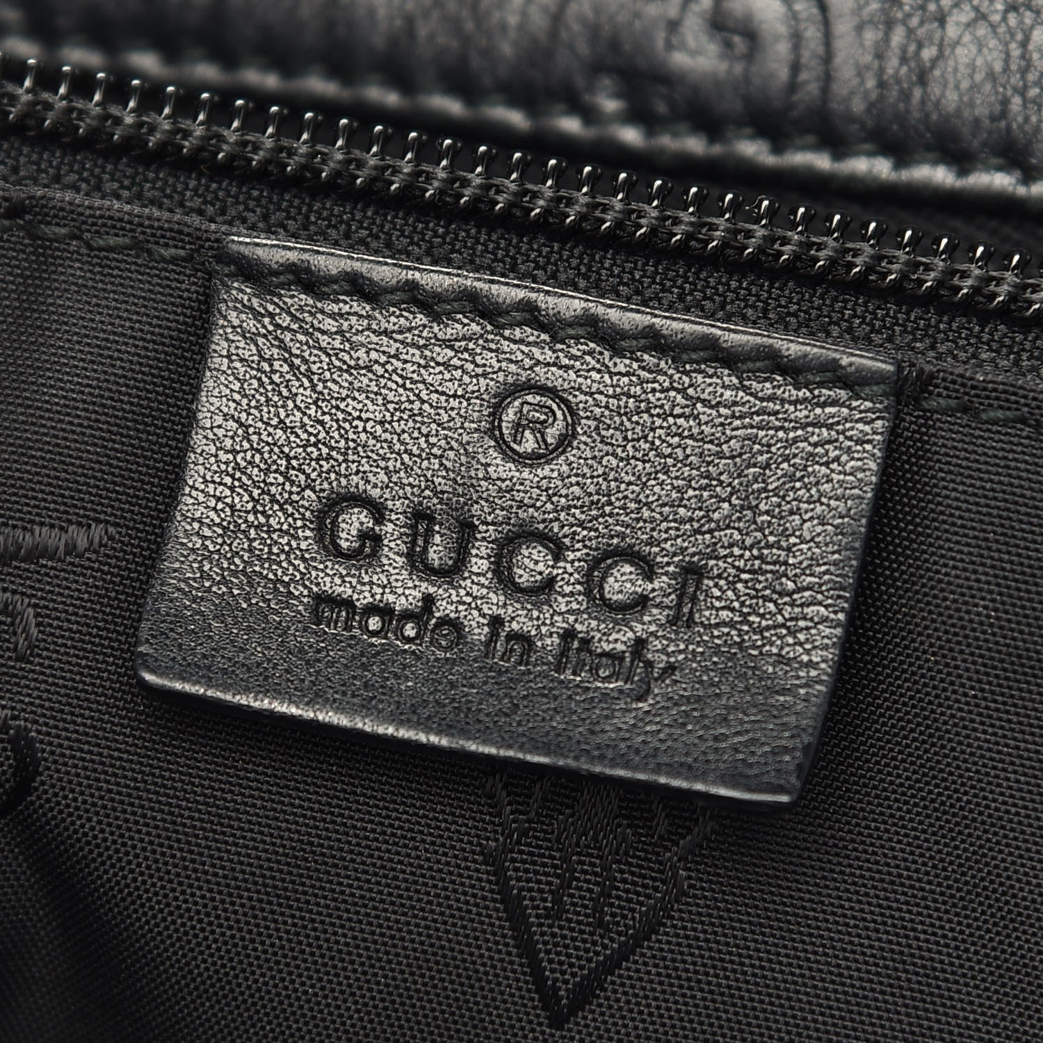 Gucci Guccissima Medium Zippered Shopping Tote Black 5 of 9