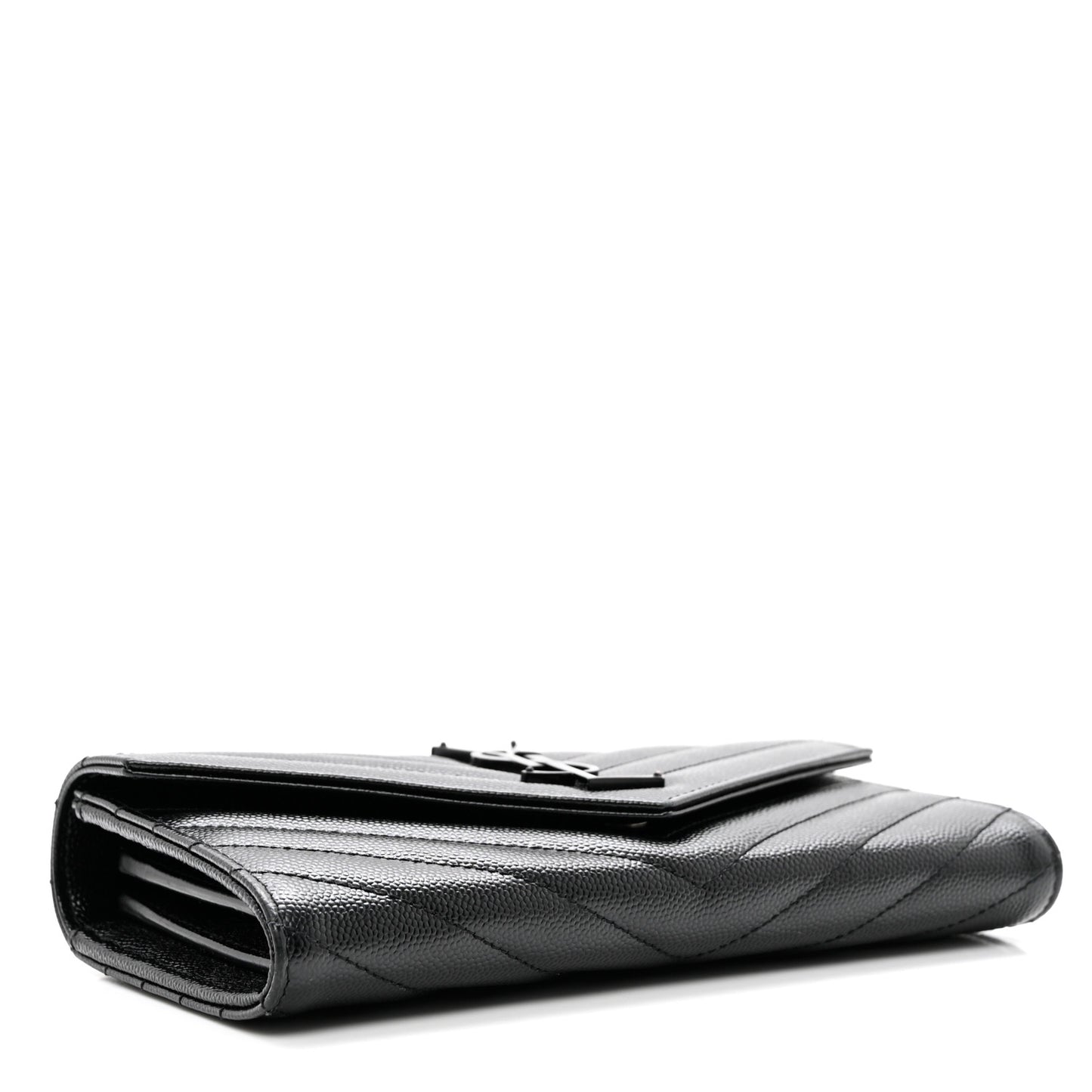 Grain De Poudre Matelasse Chevron Monogram Flap Wallet Black