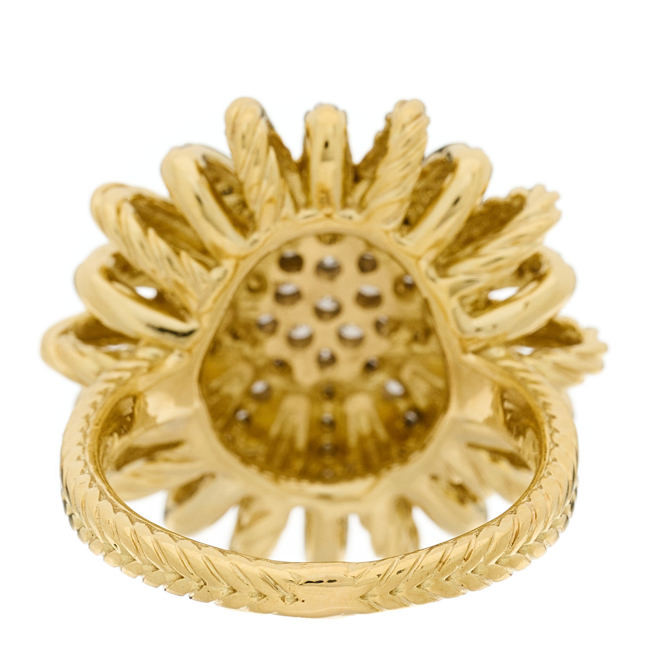 David Yurman 18K Yellow Gold Diamond 22mm Starburst Ring 51 5.75 3 of 4