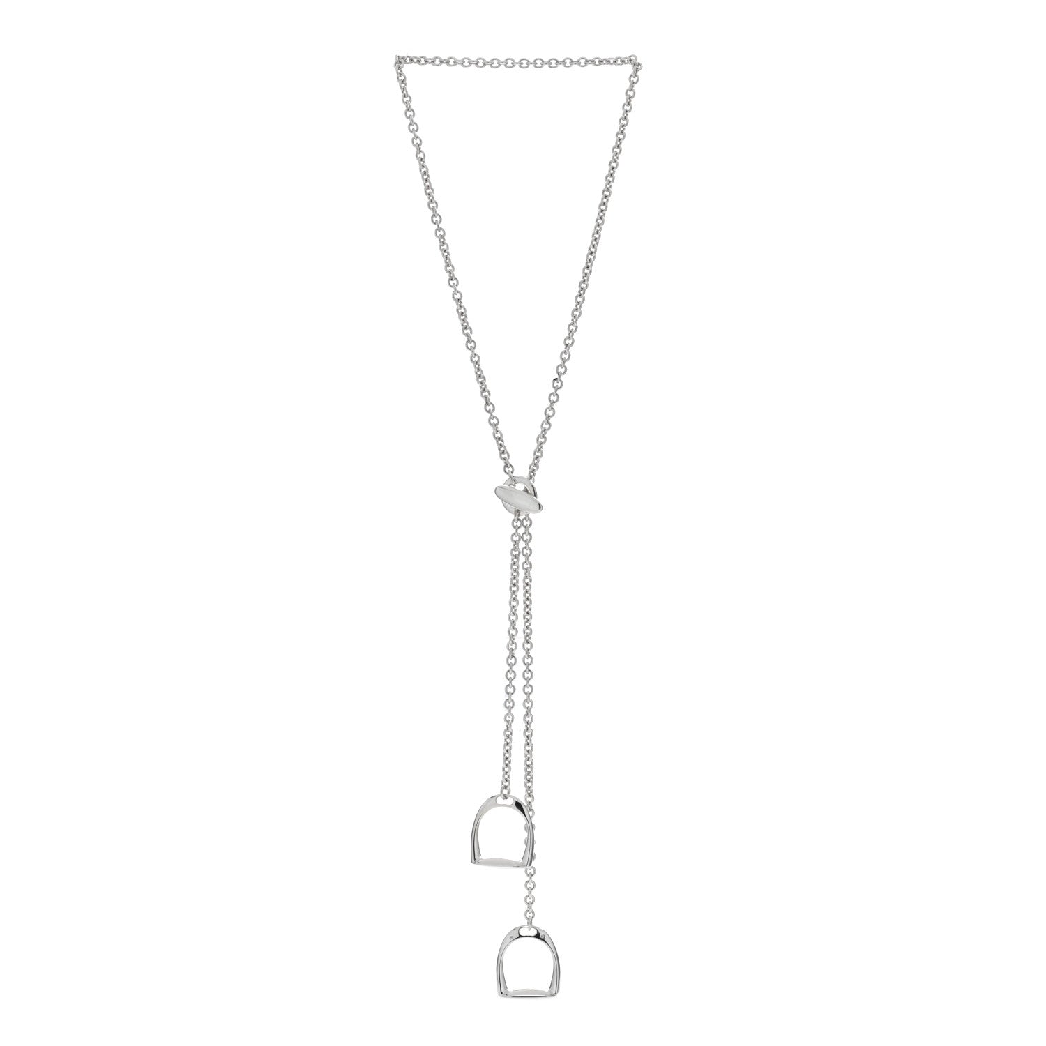 Hermes Sterling Silver Stirrup Lariat Necklace 3 of 5