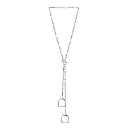 Hermes Sterling Silver Stirrup Lariat Necklace 3 of 5