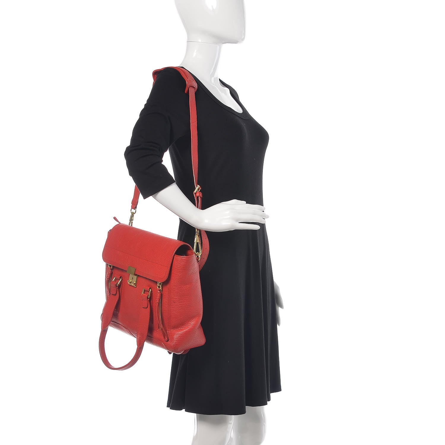 3.1 Phillip Lim 3.1 Textured Calfskin Medium Pashli Satchel Red 2 of 15