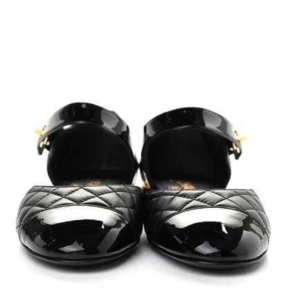 Chanel Patent Lambskin Quilted Cap Toe Ballerina Flats 38 Black 2 of 7