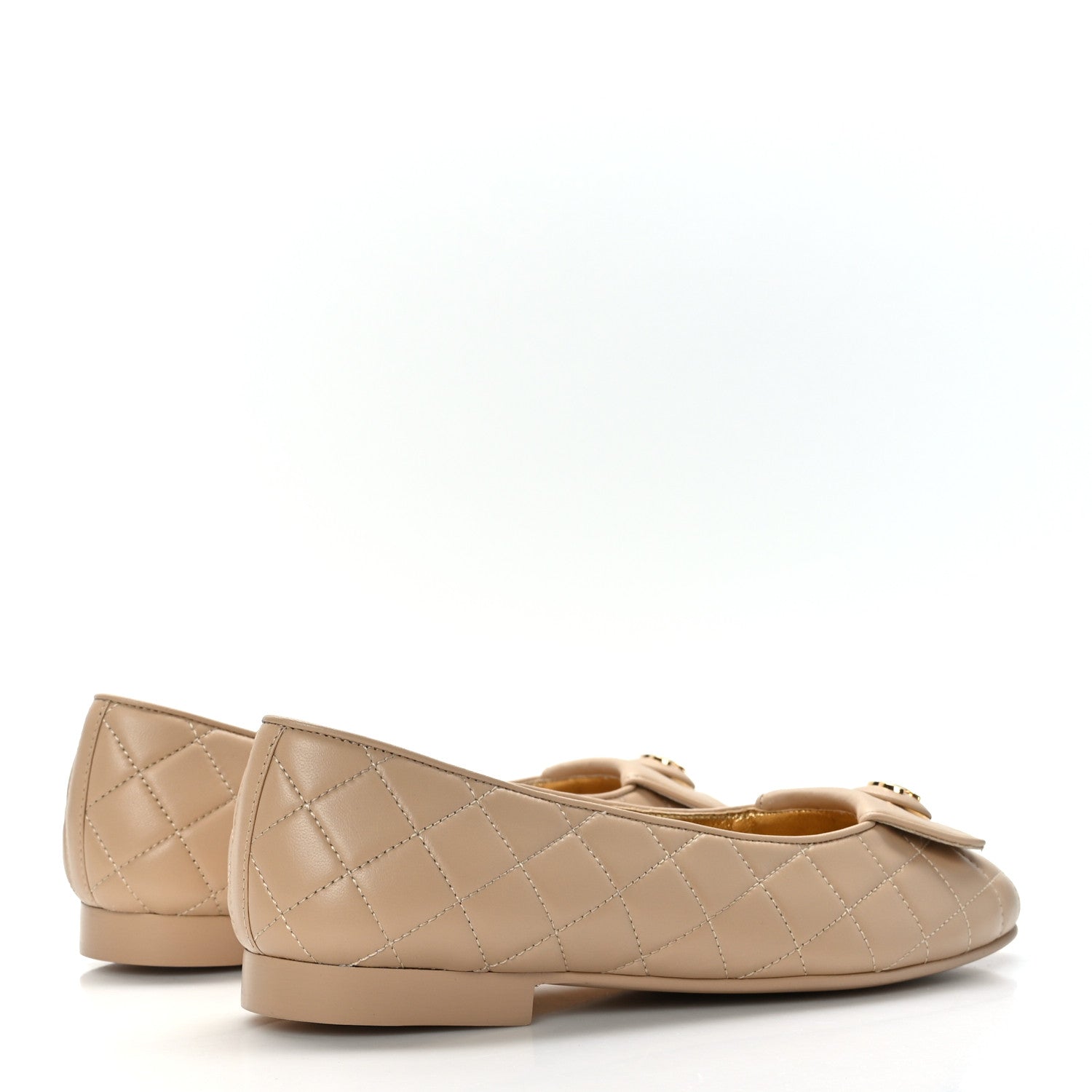 Chanel Lambskin Quilted CC Ballerina Flats 37 Light Beige 4 of 8