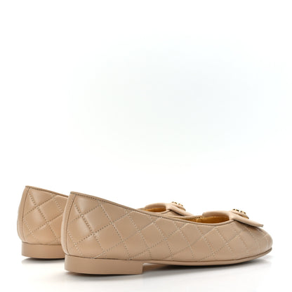 Chanel Lambskin Quilted CC Ballerina Flats 37 Light Beige 4 of 8