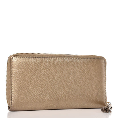 Gucci Metallic Pebbled Calfskin Soho Zip Around Wallet Golden Beige 3 of 8
