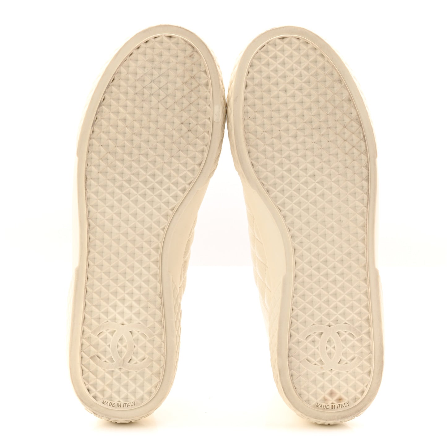 Calfskin High Top CC Sneakers 38.5 Ivory Black