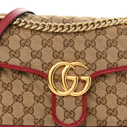 Gucci Monogram Azalea Calfskin Matelasse Diagonal Small GG Marmont Shoulder Bag Beige Ebony New Cherry Red 8 of 11