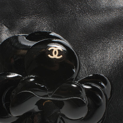 Chanel Lambskin and Patent Leather Camellia Wristlet Black 5 of 8
