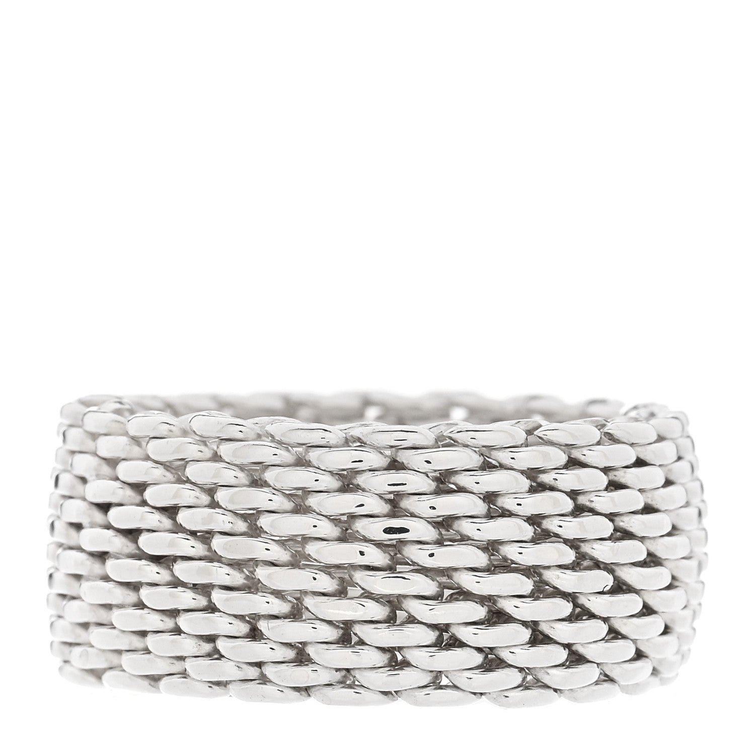 Tiffany Sterling Silver Somerset Mesh Ring 54 7 2 of 3