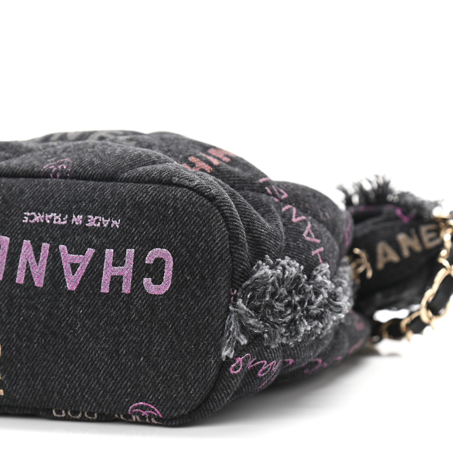 Chanel Denim Quilted Mood Small Bucket With Chain Black Multicolor 10 of 10