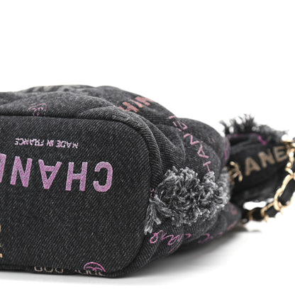 Chanel Denim Quilted Mood Small Bucket With Chain Black Multicolor 10 of 10