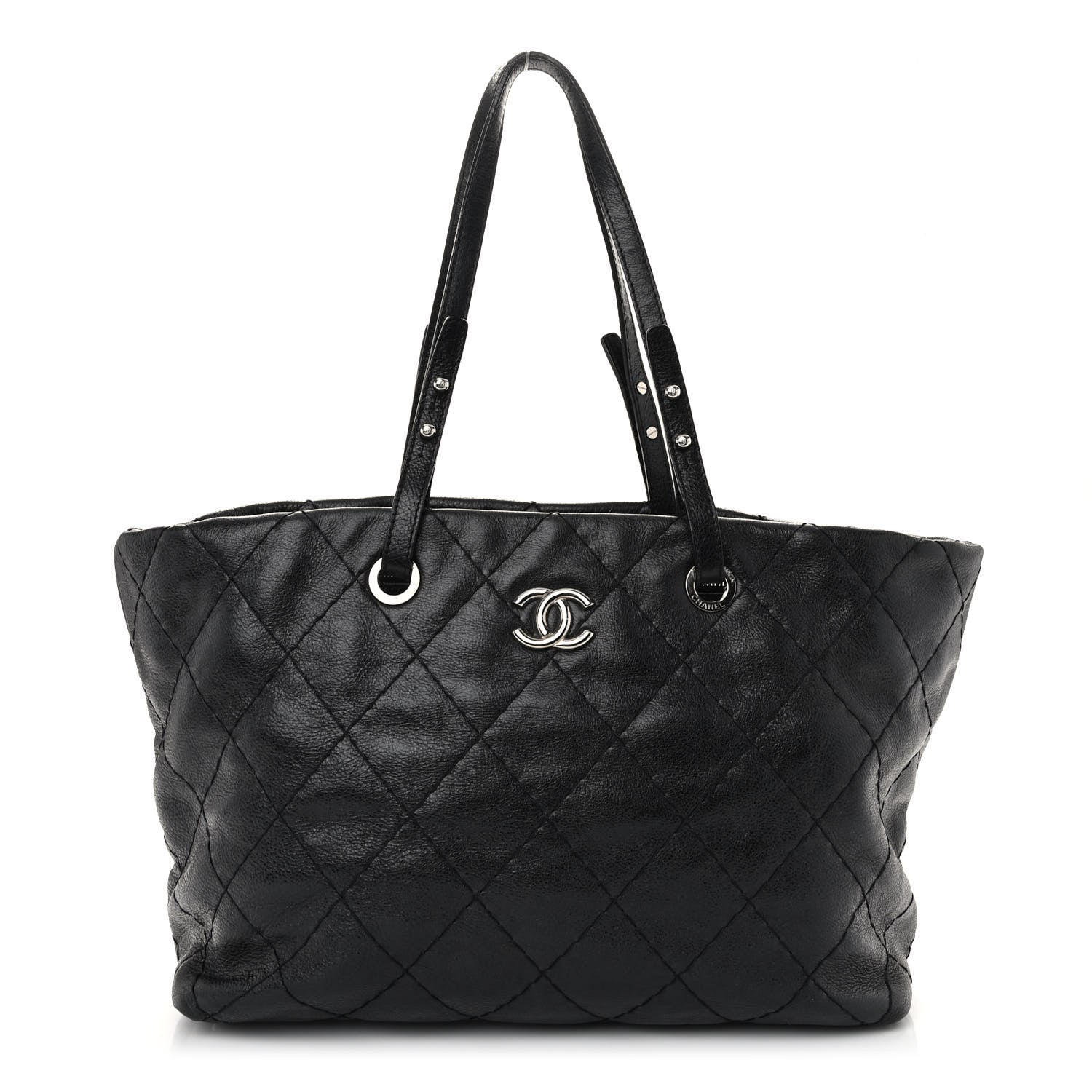Chanel Glazed Calfskin Large On The Road Tote Black 1 of 10