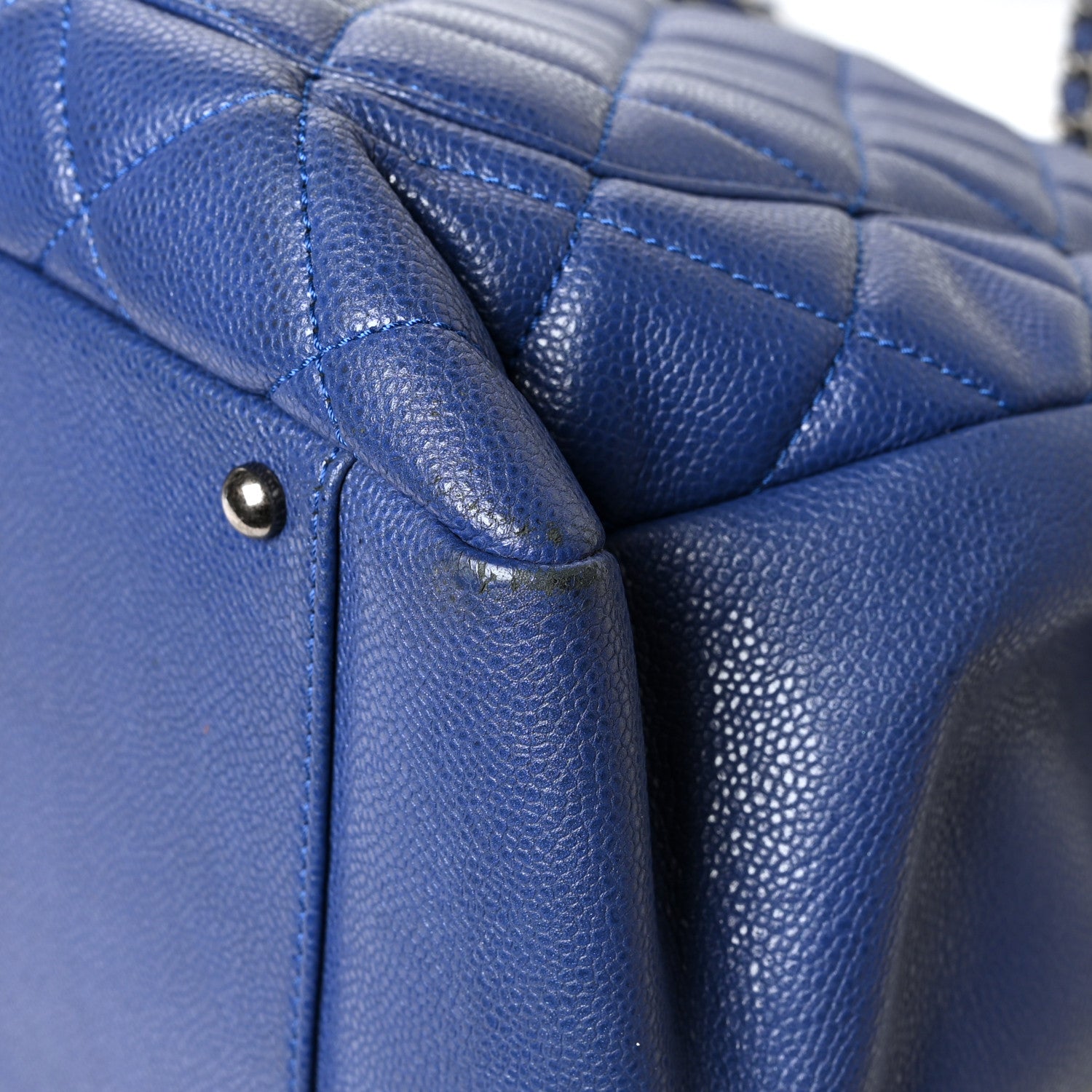 Chanel Caviar Quilted XXL Grand Shopping Tote GST Navy Blue 13 of 13