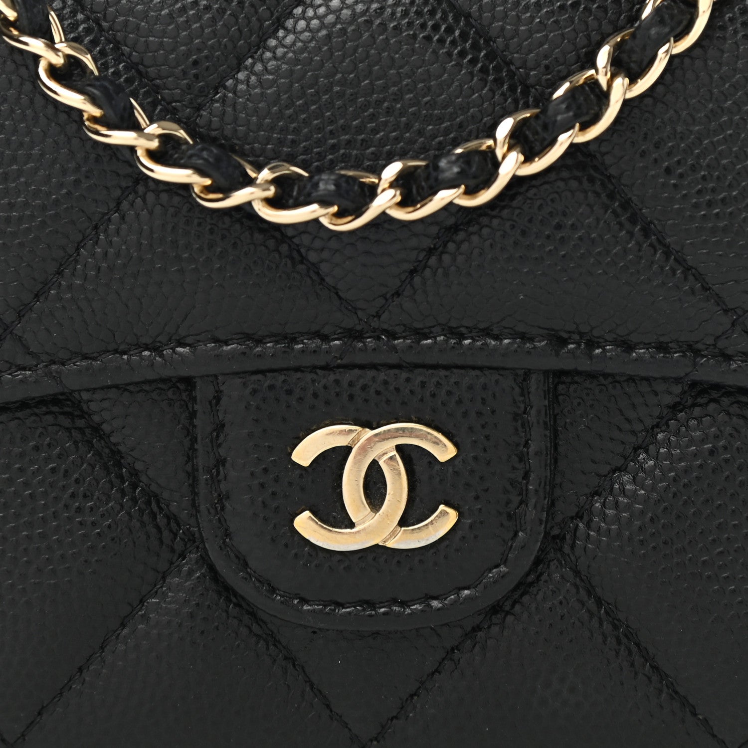 Chanel Caviar Quilted Flap Card Holder On Chain Black 9 of 13